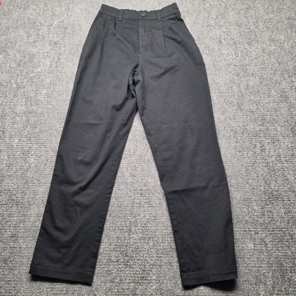 Volcom Womens Pleated Chino Pants Black High Rise Elastic Back Size 25 Repreve